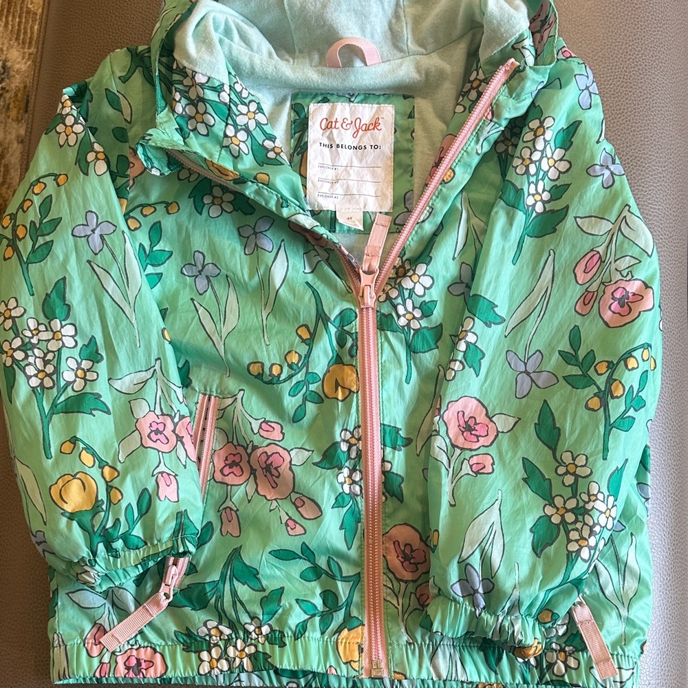 Cat & Jack Floral Raincoat with Pink Accents